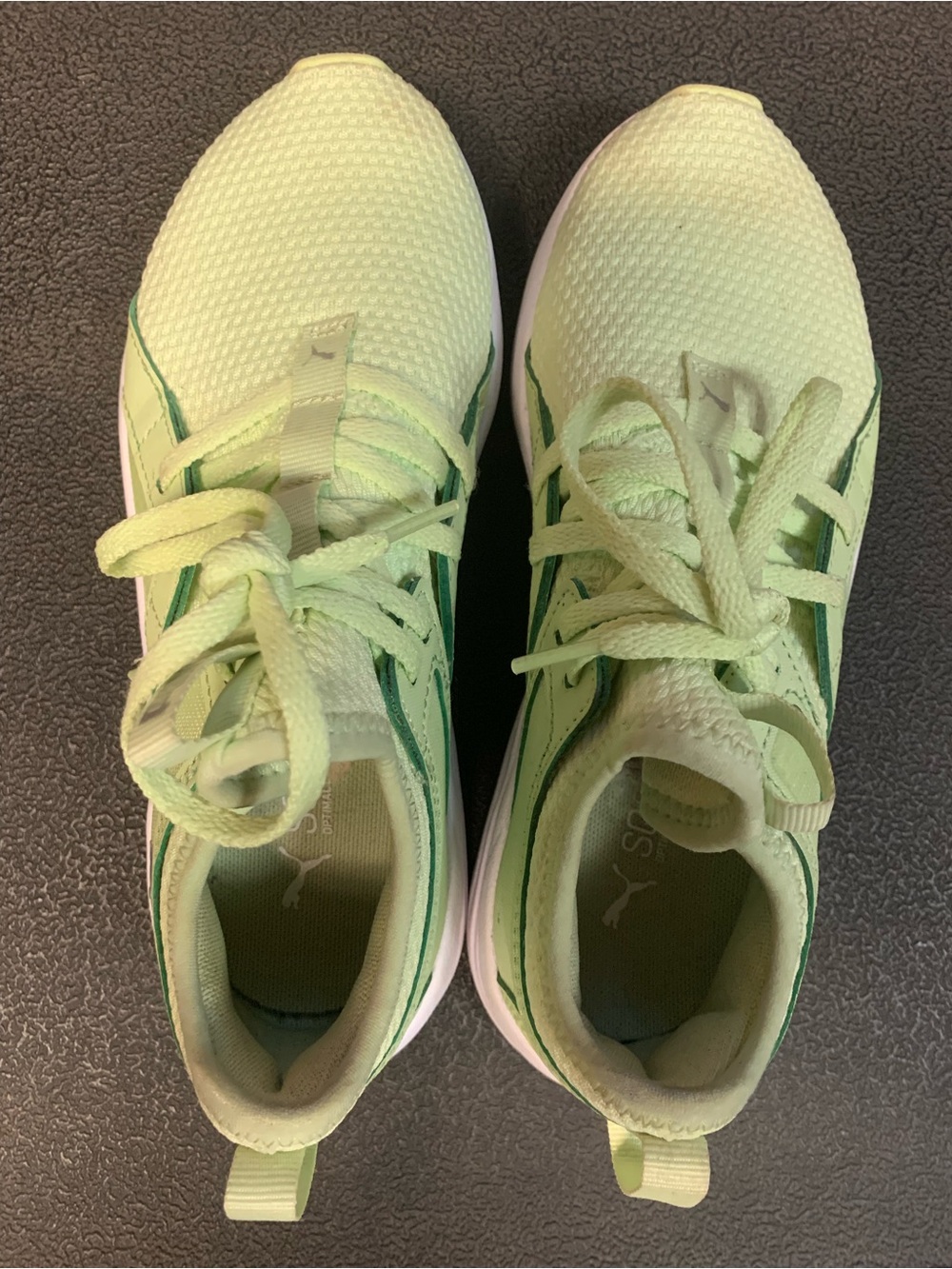 Puma Kids' Light Green Mesh Lace-Up Sneakers